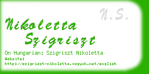 nikoletta szigriszt business card